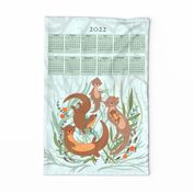 Otter Animals Calendar 2022 Teatowel wall hanging