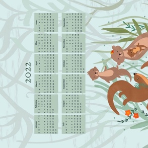 Otter Animals Calendar 2022 Teatowel wall hanging