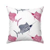 Red and Navy Sailfish on White