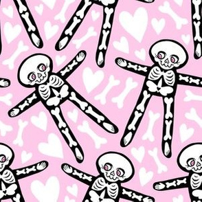 Skellies - pink with white bones and hearts