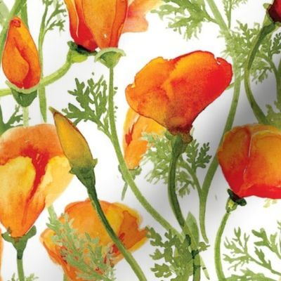 Collette Floral by onesweetorange Botanical Garden California Poppies Wallpaper Double Roll by Spoonflower Maximalist Floral Wallpaper