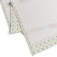 Yellow & Aqua Anchors on White