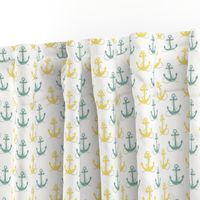 Yellow & Aqua Anchors on White