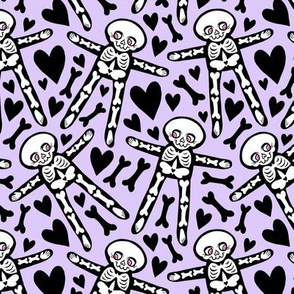 Skellies -purple with black hearts and bones