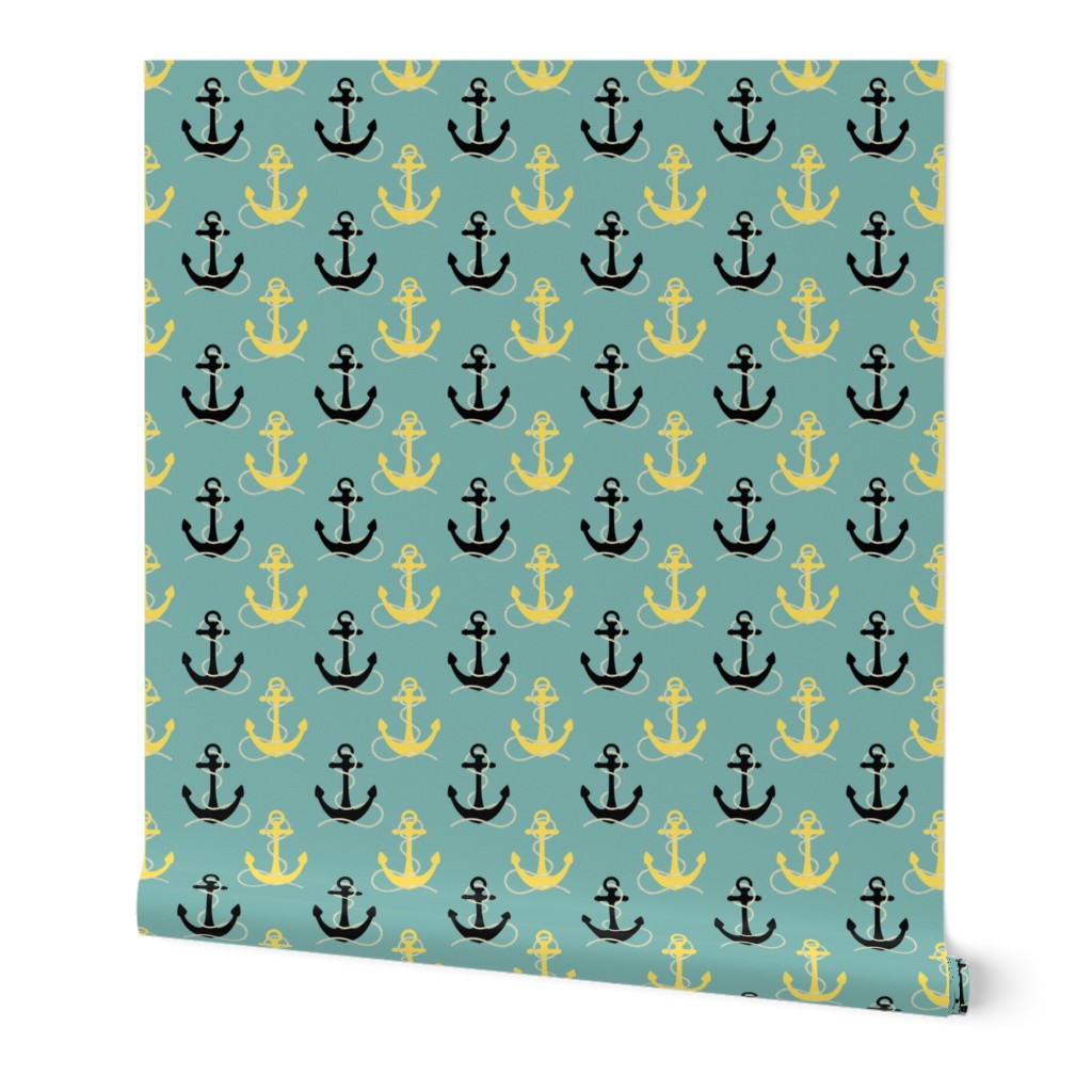 Black & Yellow Anchors on Aqua