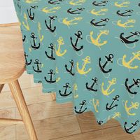 Black & Yellow Anchors on Aqua