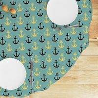 Black & Yellow Anchors on Aqua