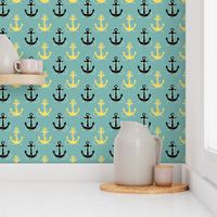 Black & Yellow Anchors on Aqua