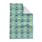 Black & Yellow Anchors on Aqua