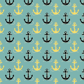 Black & Yellow Anchors on Aqua