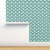 Sailboats on aqua blue