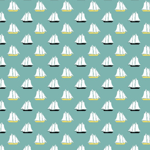 Sailboats on aqua blue