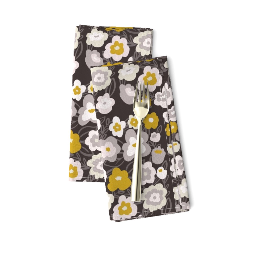 Gray and Mustard Modern Florals 