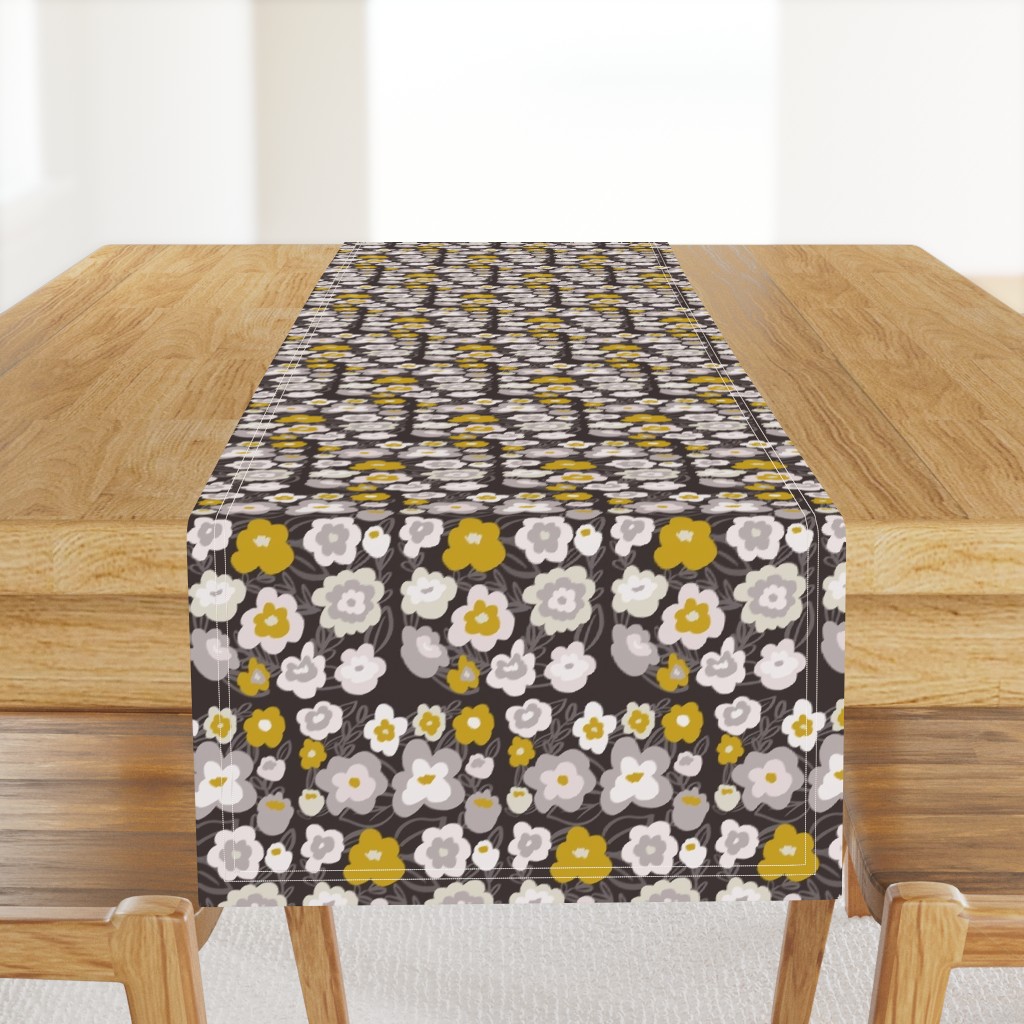 Gray and Mustard Modern Florals 