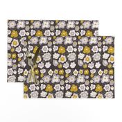 Gray and Mustard Modern Florals 