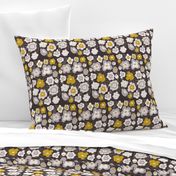 Gray and Mustard Modern Florals 