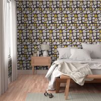 Gray and Mustard Modern Florals 