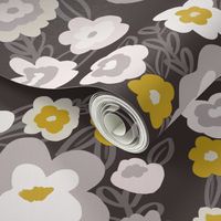 Gray and Mustard Modern Florals 