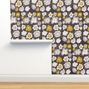 Gray and Mustard Modern Florals 