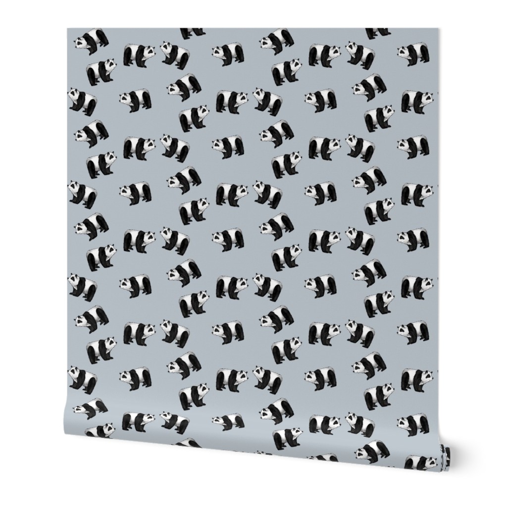 Pandas Everywhere on Lighter Grey - Smaller Scale