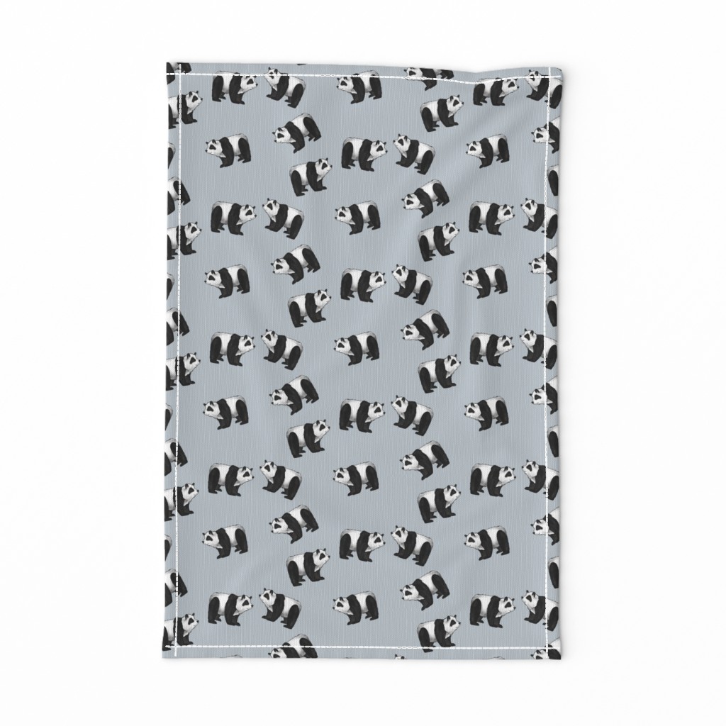 Pandas Everywhere on Lighter Grey - Smaller Scale