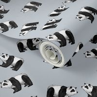 Pandas Everywhere on Lighter Grey - Smaller Scale