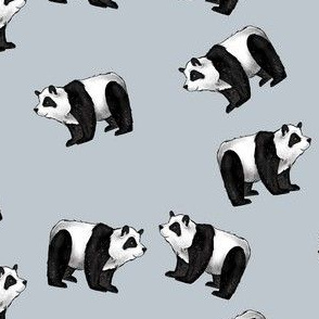 Pandas Everywhere on Lighter Grey - Smaller Scale