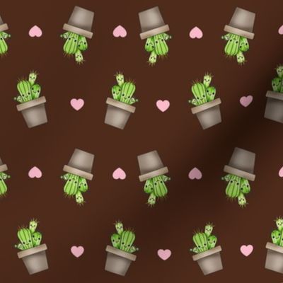 Kawaii Cacti Chocolate Brown