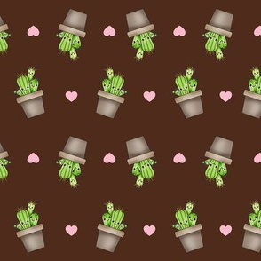 Kawaii Cacti Chocolate Brown