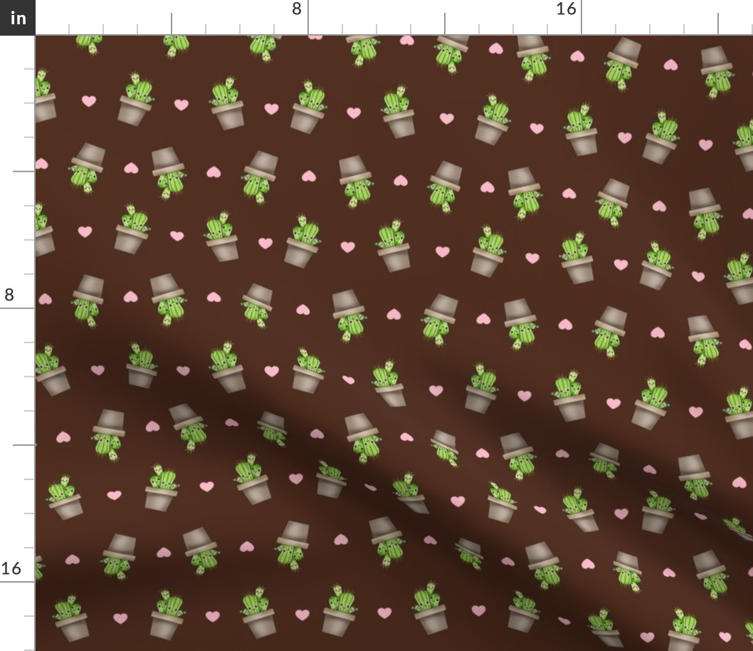 Kawaii Cacti Chocolate Brown