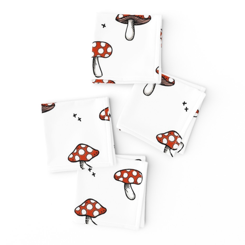 Mushrooms on White