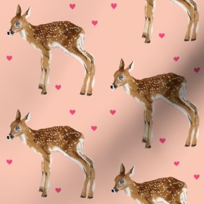 Lovely Fawn on Pink + Pink Hearts 