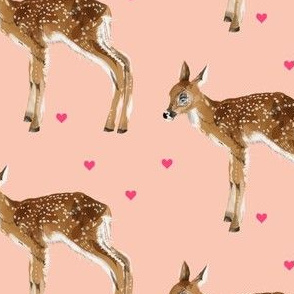 Lovely Fawn on Pink + Pink Hearts 