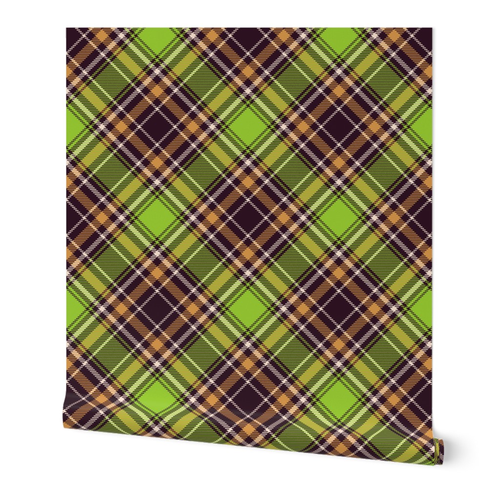 Fantasy green tartan, diagonal