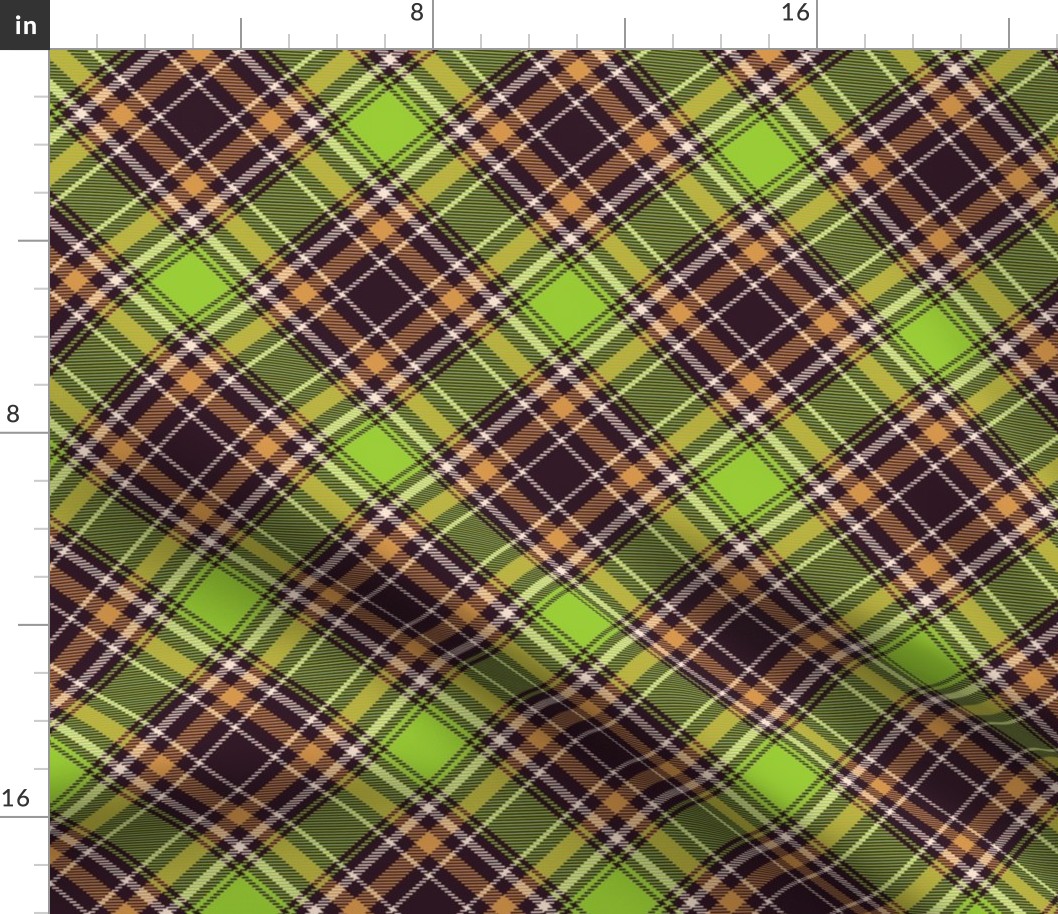 Fantasy green tartan, diagonal