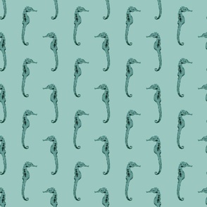 Seahorses on Aqua Green