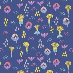 Geometric floral ditsy print indigo