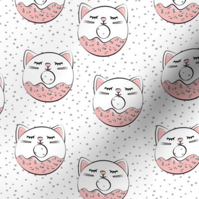 cat donuts - white and pink on dots