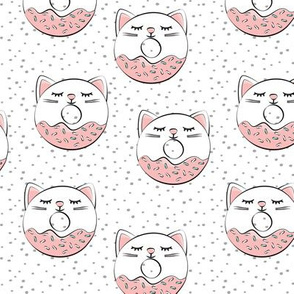 cat donuts - white and pink on dots