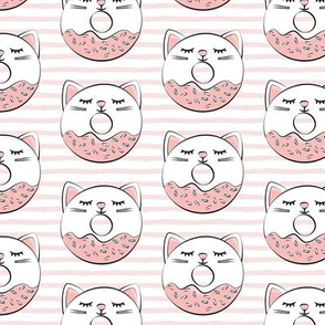 cat donuts - white on pink stripes