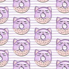 cat donuts - purple on purple stripes