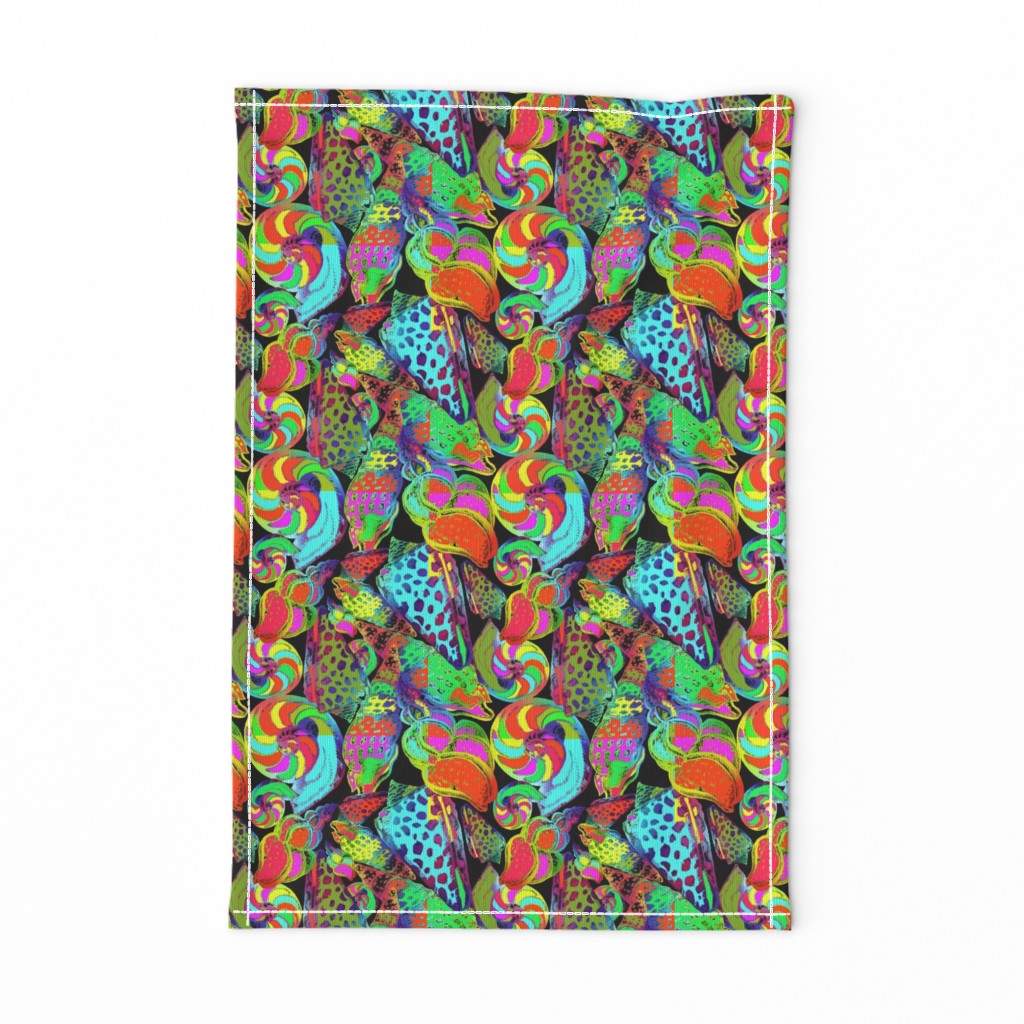 Hand painted psychedelic abstract pattern with sea shells