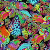 Hand painted psychedelic abstract pattern with sea shells