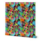 Hand painted psychedelic abstract pattern with sea shells