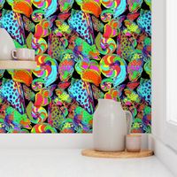 Hand painted psychedelic abstract pattern with sea shells