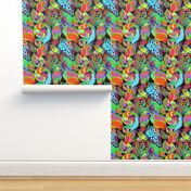 Hand painted psychedelic abstract pattern with sea shells