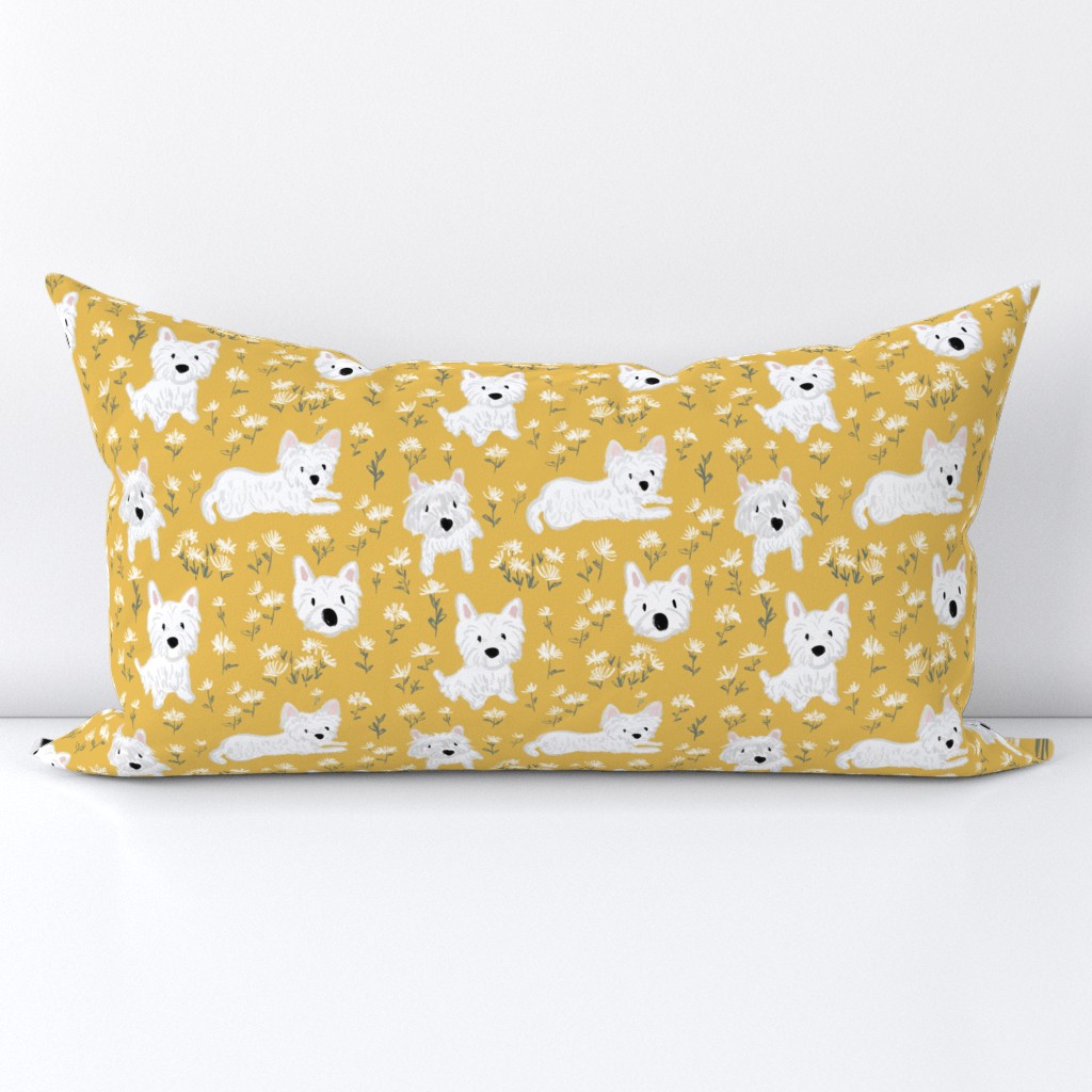 Westie dog floral yellow