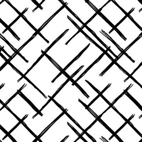 Abstract geometric raster checkered diagonal stripes stroke and lines trend pattern grid black white