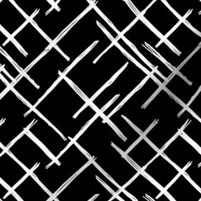 Abstract geometric raster checkered diagonal stripes stroke and lines trend pattern grid black white