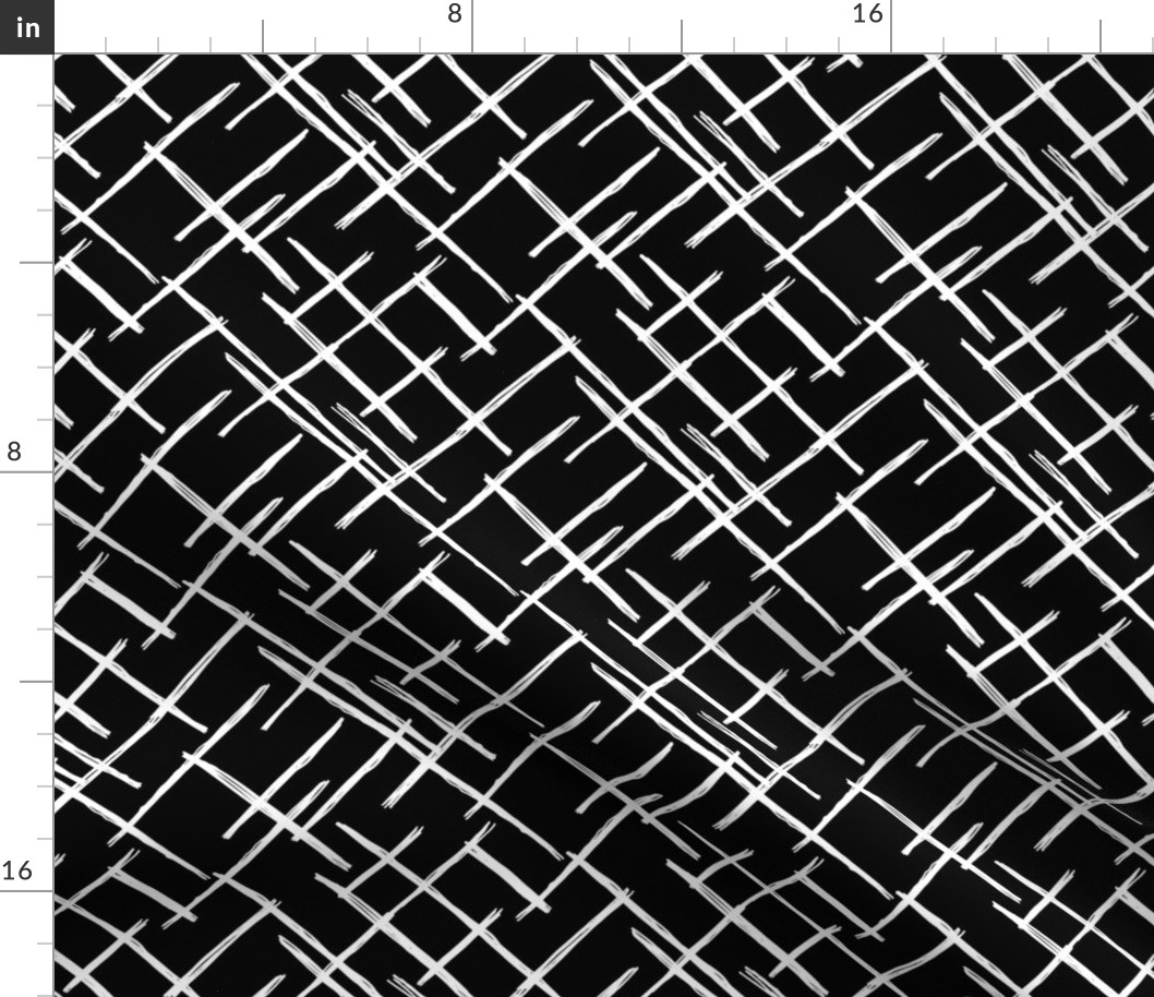 Abstract geometric raster checkered diagonal stripes stroke and lines trend pattern grid black white